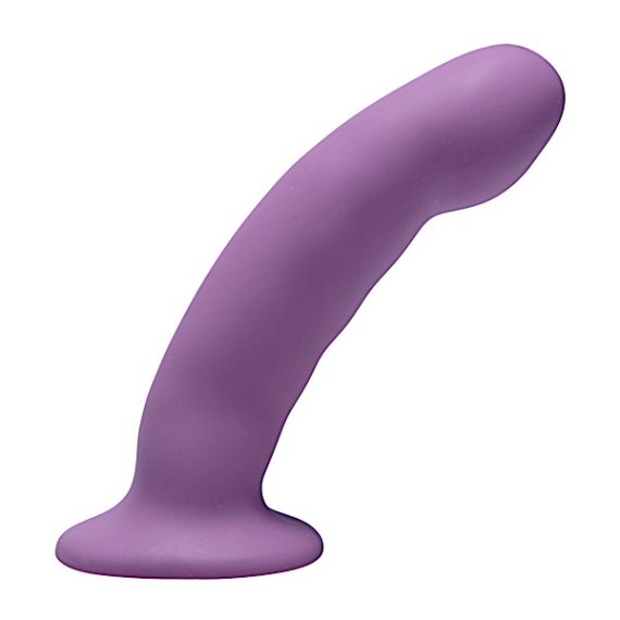 Curved Purple Silicone Strap On Harness Dildo