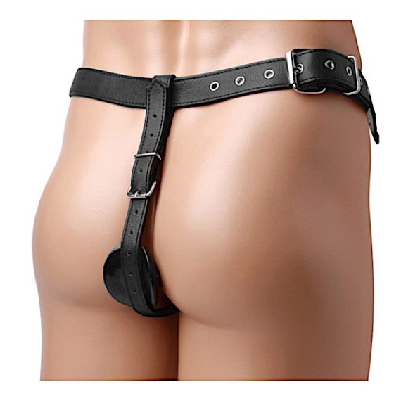 Leather Butt Plug Harness with Cock Ring
