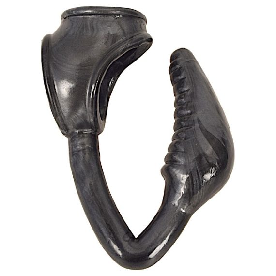 The Earl Cock and Ball Ring with Anal Plug -Black