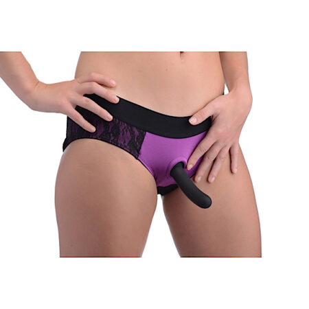 Lace Envy Pegging Set with Lace Crotchless Panty Harness and Dildo - L-XL