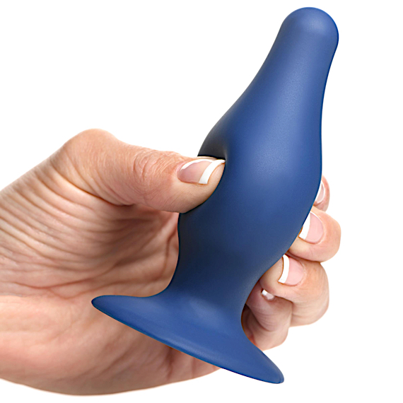 Squeezable Tapered Large Anal Plug - Blue