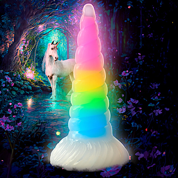 Uni-Glow Glow-In-The-Dark Rainbow Silicone Dildo