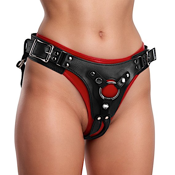 Leather Corset Back Strap On Dildo Harness