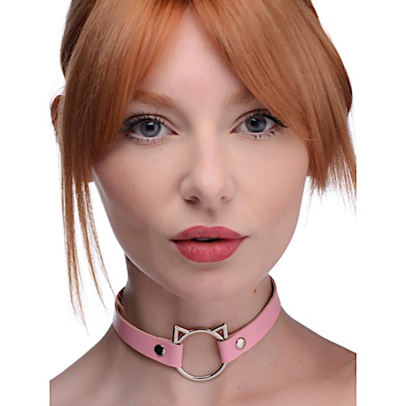 Kinky Kitty Ring Slim Choker - Pink