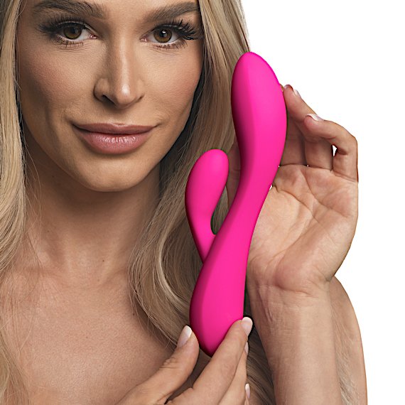 10X Flexible Silicone Rabbit Vibrator - Pink