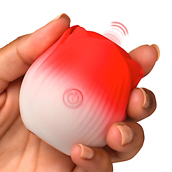 Pulsing Petals Throbbing Rose Clit Stimulator - Red