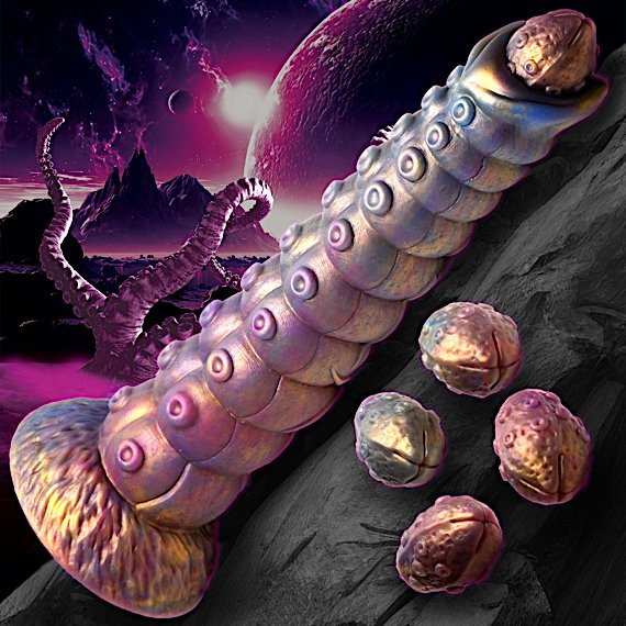 Deep Invader Tentacle Ovipositor Silicone Dildo with Eggs