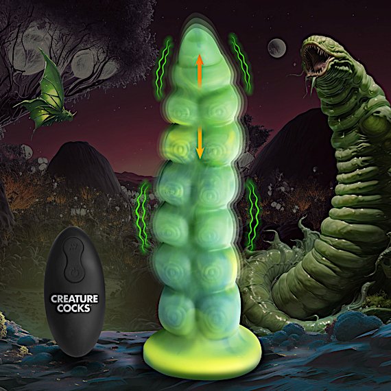 Squirmer Thrusting and Vibrating Silicone Dildo