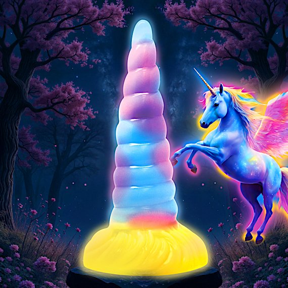 Unicorn Glow-in-the-Dark Vibrating Silicone Dildo