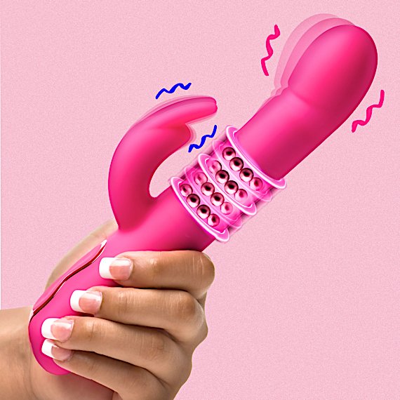 Come-Hither Beaded Silicone Rabbit Vibrator