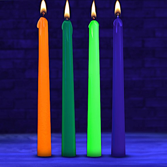 Glow Wax UV Blacklight Reactive Drip Candles Set of 4