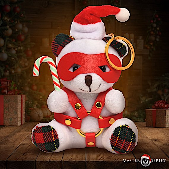 Holiday Bondage Bear Keychain - White