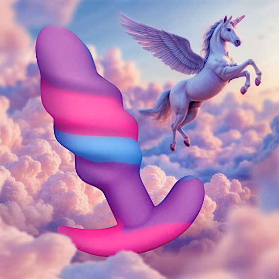 Unicorn Swirl Silicone Butt Plug - Small