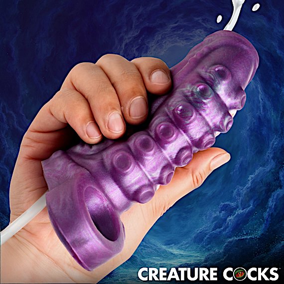 Tentacle Squirting Silicone Penis Enhancer - Purple