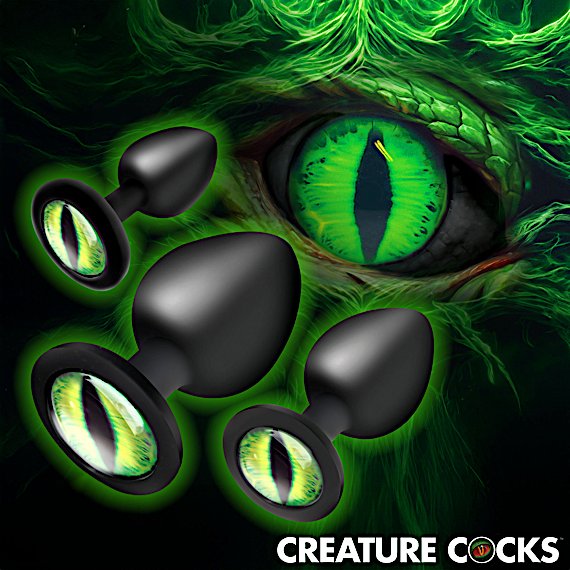 Creature Eyes Green Eye Silicone Butt Plug Set