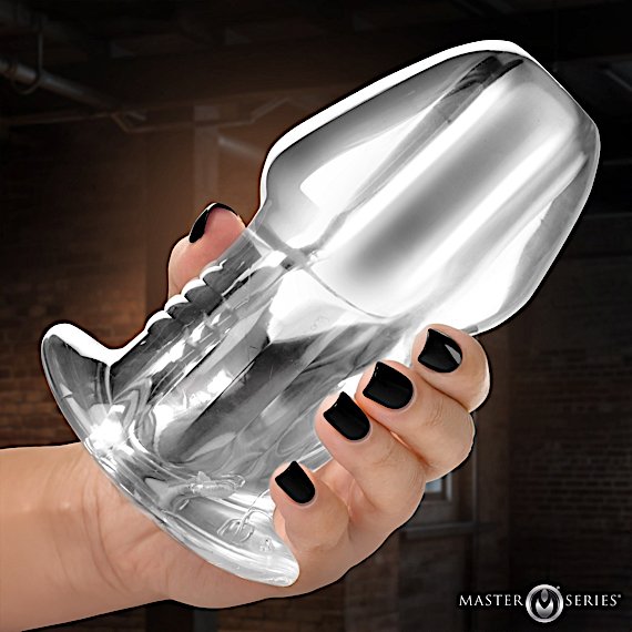 Dicked Clear Hollow Anal Plug - X-Large