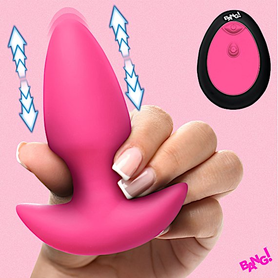 Thrusting & Vibrating Silicone Butt Plug - Pink