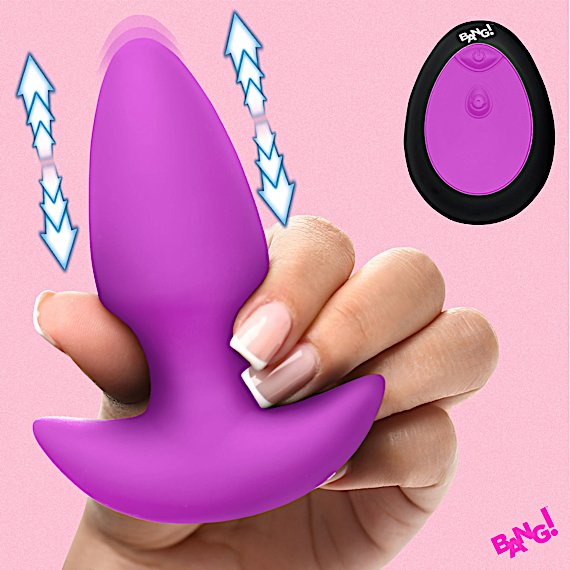 Thrusting & Vibrating Silicone Butt Plug - Purple