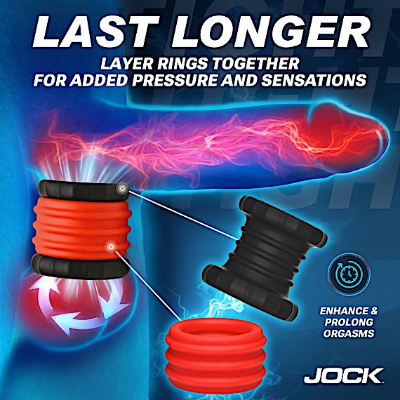 2-in-1 Silicone Cock Ring - Red