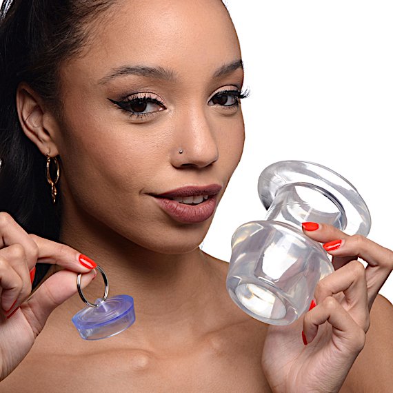 Ass Bung Clear Hollow Anal Dilator with Plug - XL