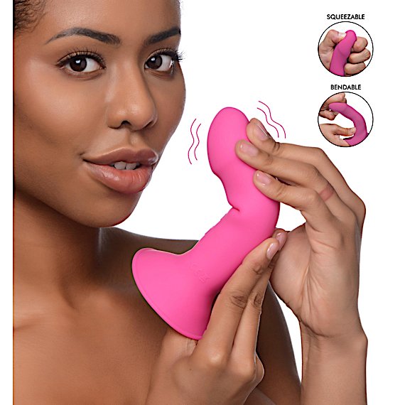 10X Squeezable Vibrating Dildo - Pink