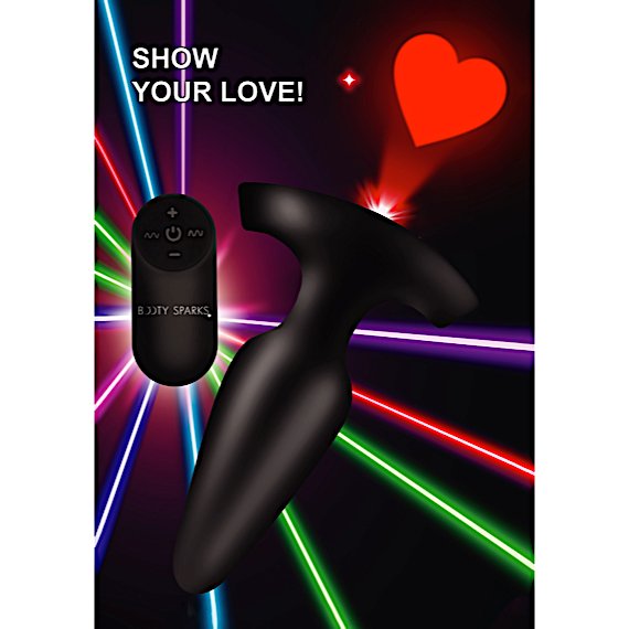 28X Laser Heart Silicone Anal Plug with Remote – Large