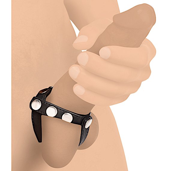 Leather Snap-on Cock Harness - Black