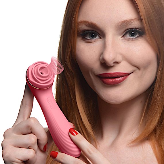 Passion Petals 10X Silicone Suction Rose Vibrator - Pink