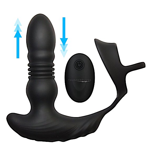 Thrusting Vibrator with Cock and Ball Ring and Remote
