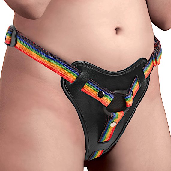 Rainbow Strap On Harness with Silicone O-Rings