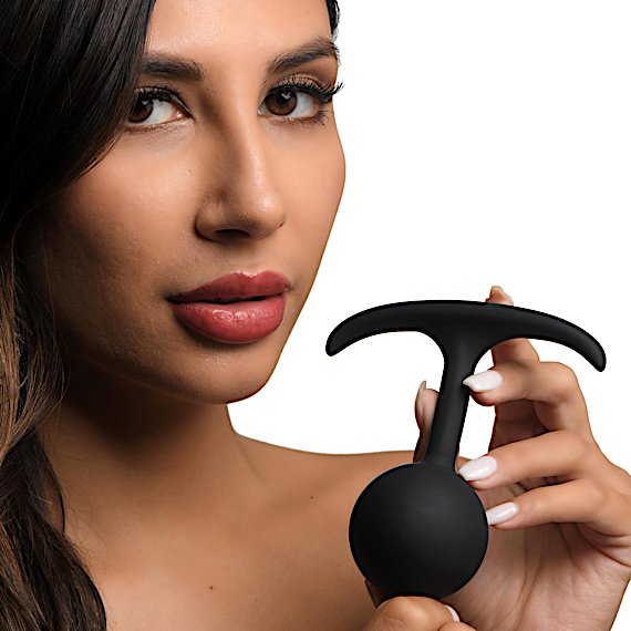 Premium Silicone Round Weighted Anal Plug - Large