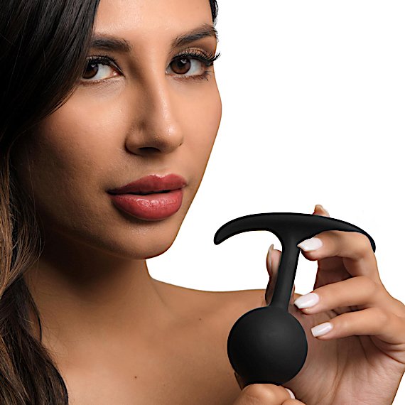 Premium Silicone Round Weighted Anal Plug - Medium