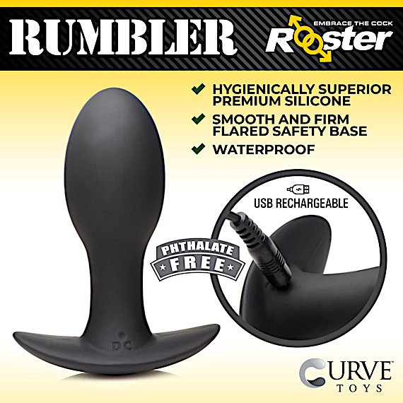 Rumbler Vibrating Silicone Butt Plug - Medium