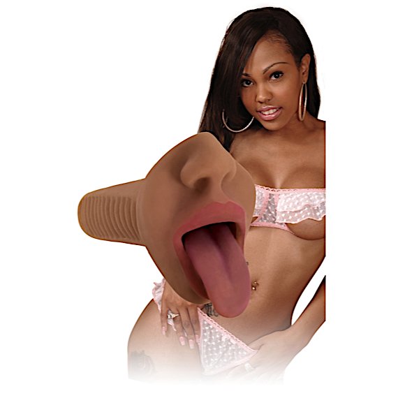 Mistress Mercedes Vibrating Mouth Stroker- Brown