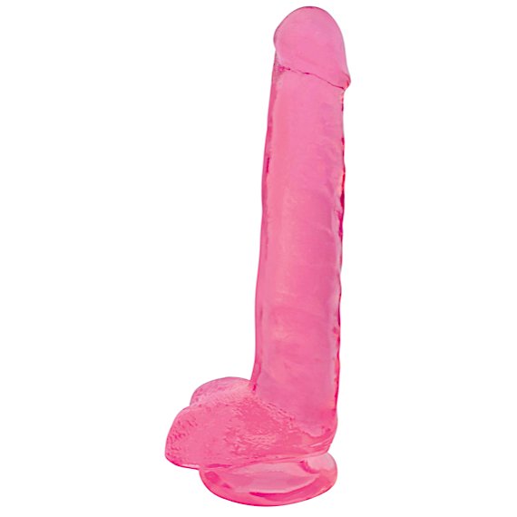 8 Inch Slim Stick with Balls Cherry Ice Dildo